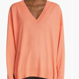 St. John Contrast Back Wool V-Neck Sweater